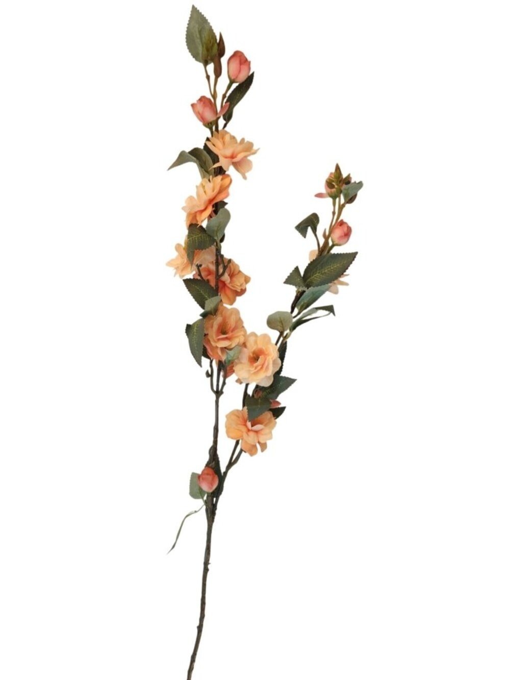 Peach Blossom Stem Artificial Flower Branch 33 Inch Faux Floral Spray Orange Flo